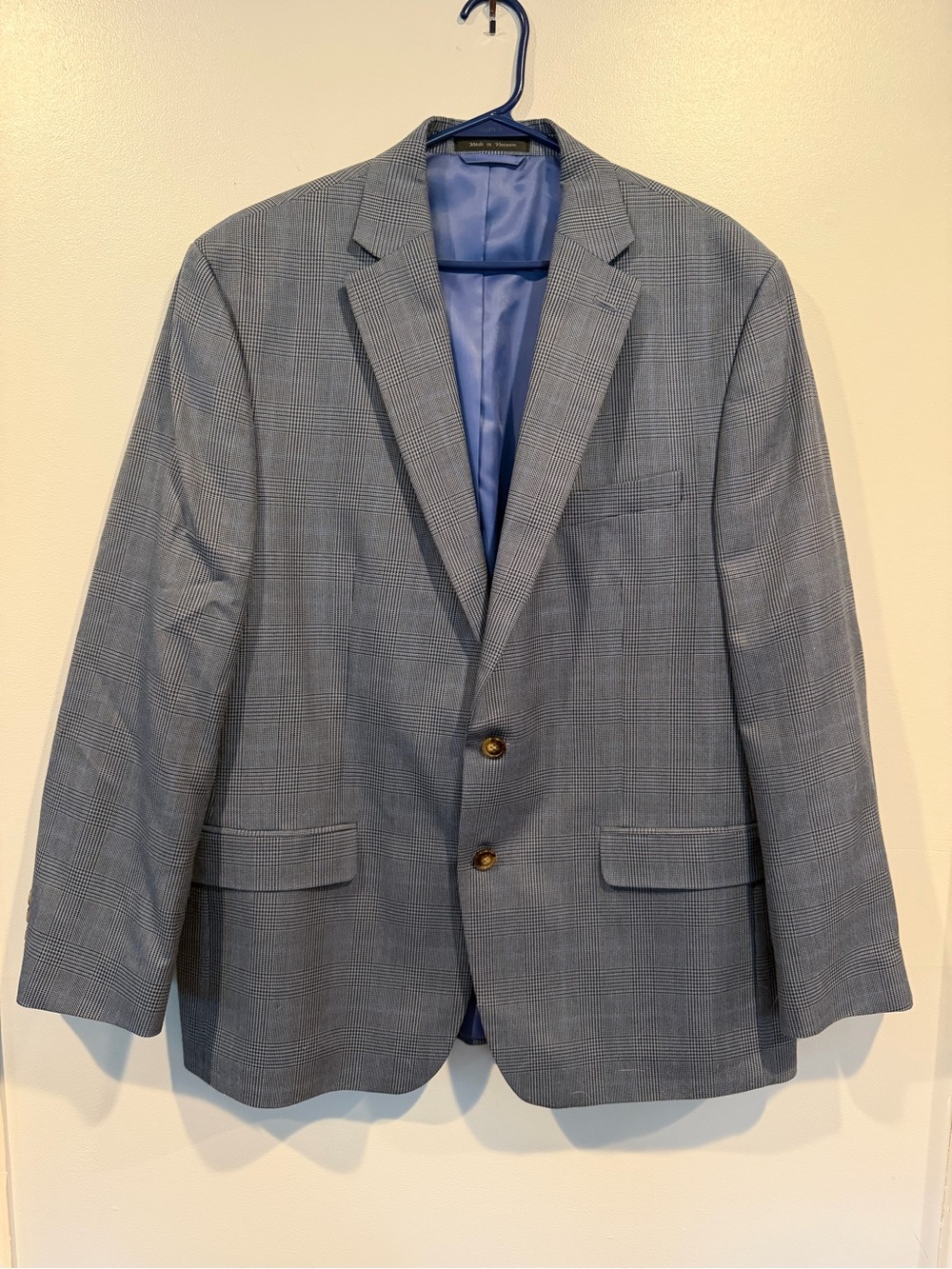 CHAPS Men's Blue Grey Plaid Blazer 44R
